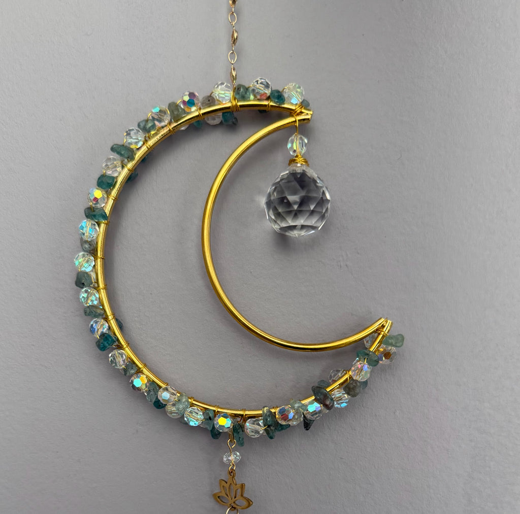 Apatite Crystal Moon Suncatcher