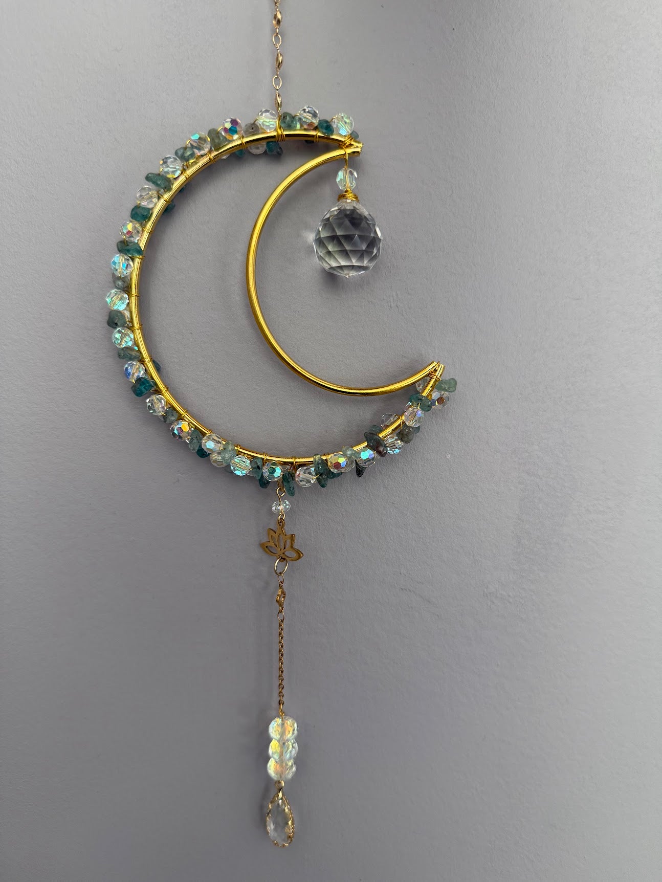 Apatite Crystal Moon Suncatcher
