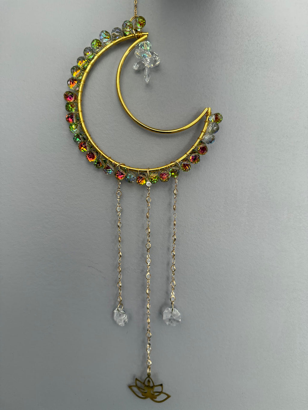 Alabaster Crystal Moon Suncatcher