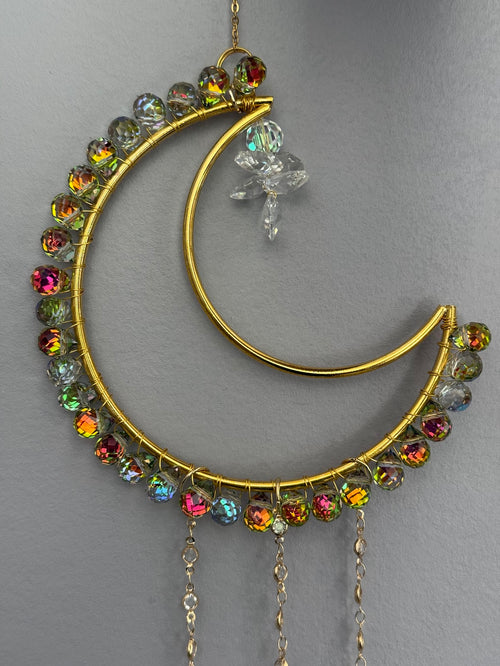 Alabaster Crystal Moon Suncatcher