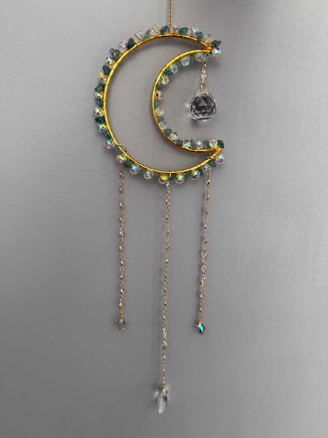 Apatite Crystal Moon Suncatcher