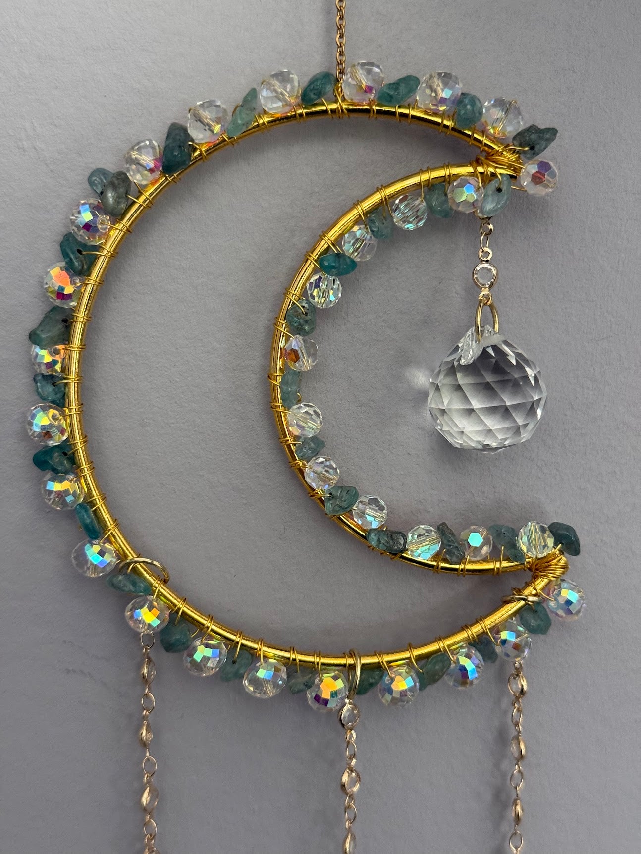 Apatite Crystal Moon Suncatcher