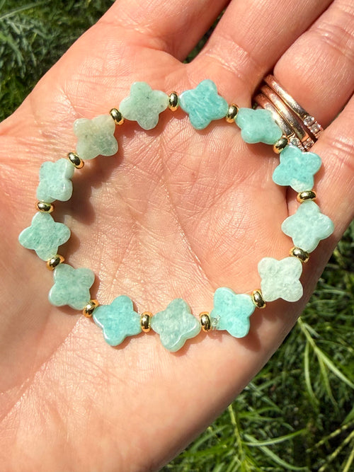 Amazonite Flower Stretch Bracelet