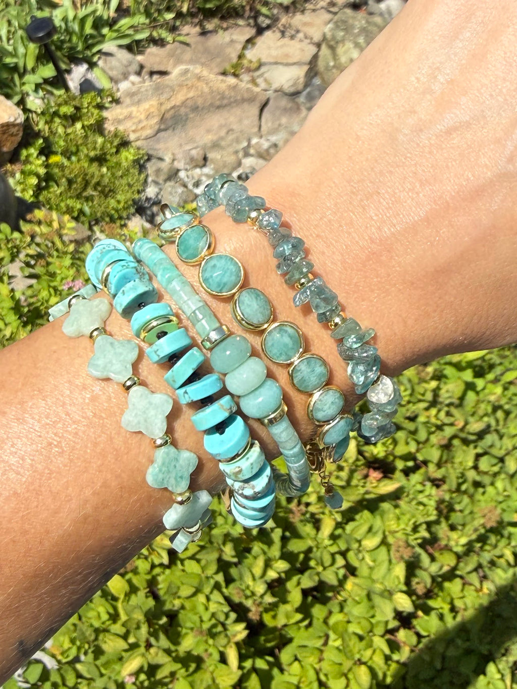 Amazonite Flower Bracelet