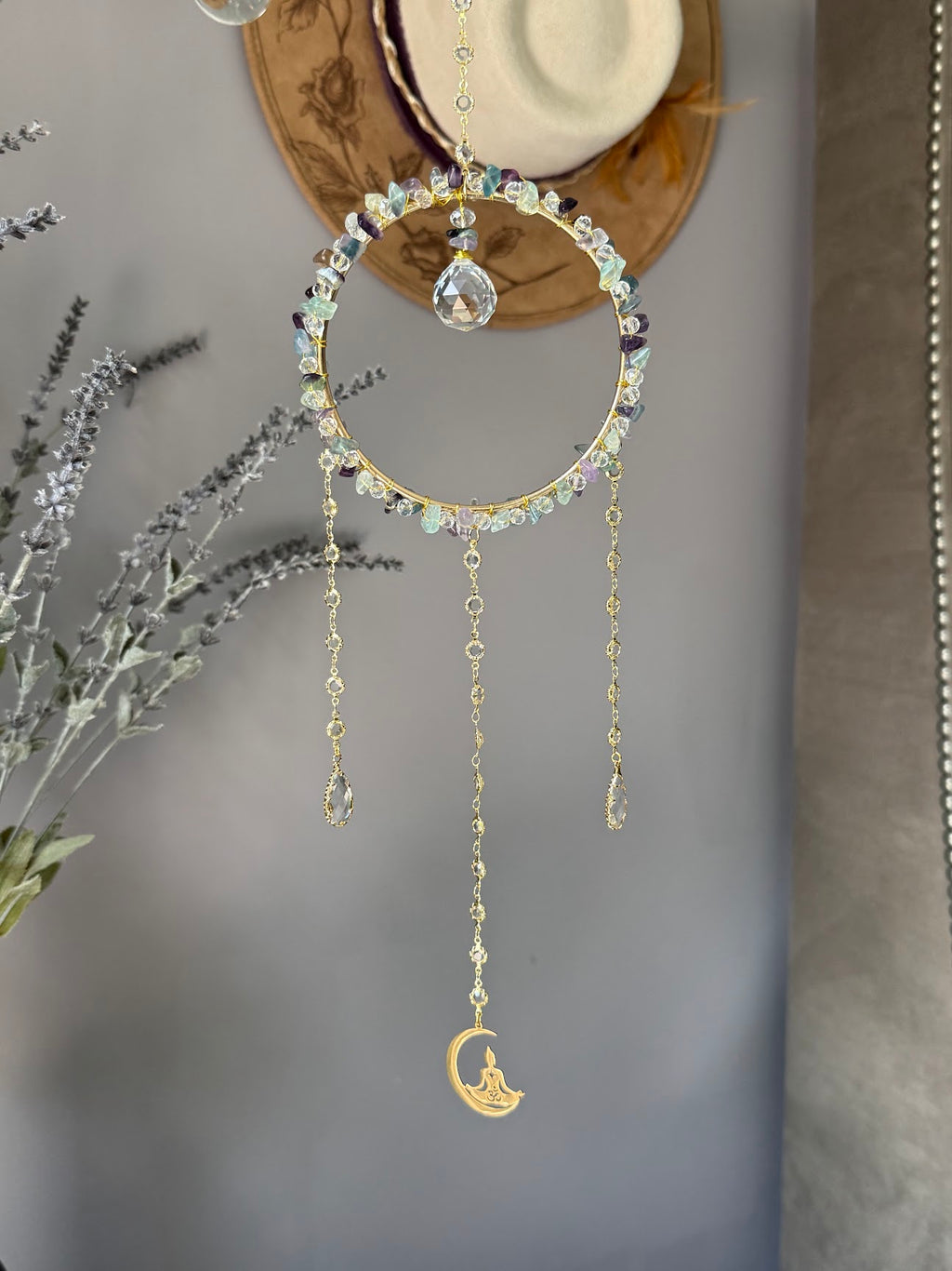 Fluorite & Crystal Round Suncatcher
