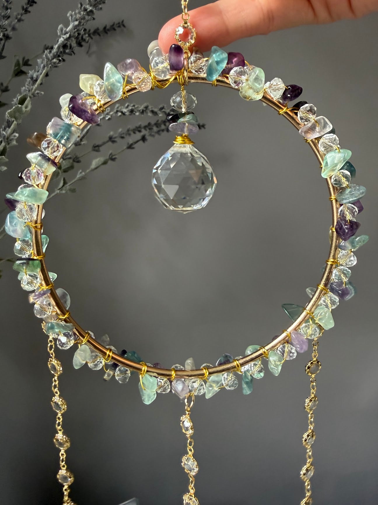 Fluorite & Crystal Round Suncatcher