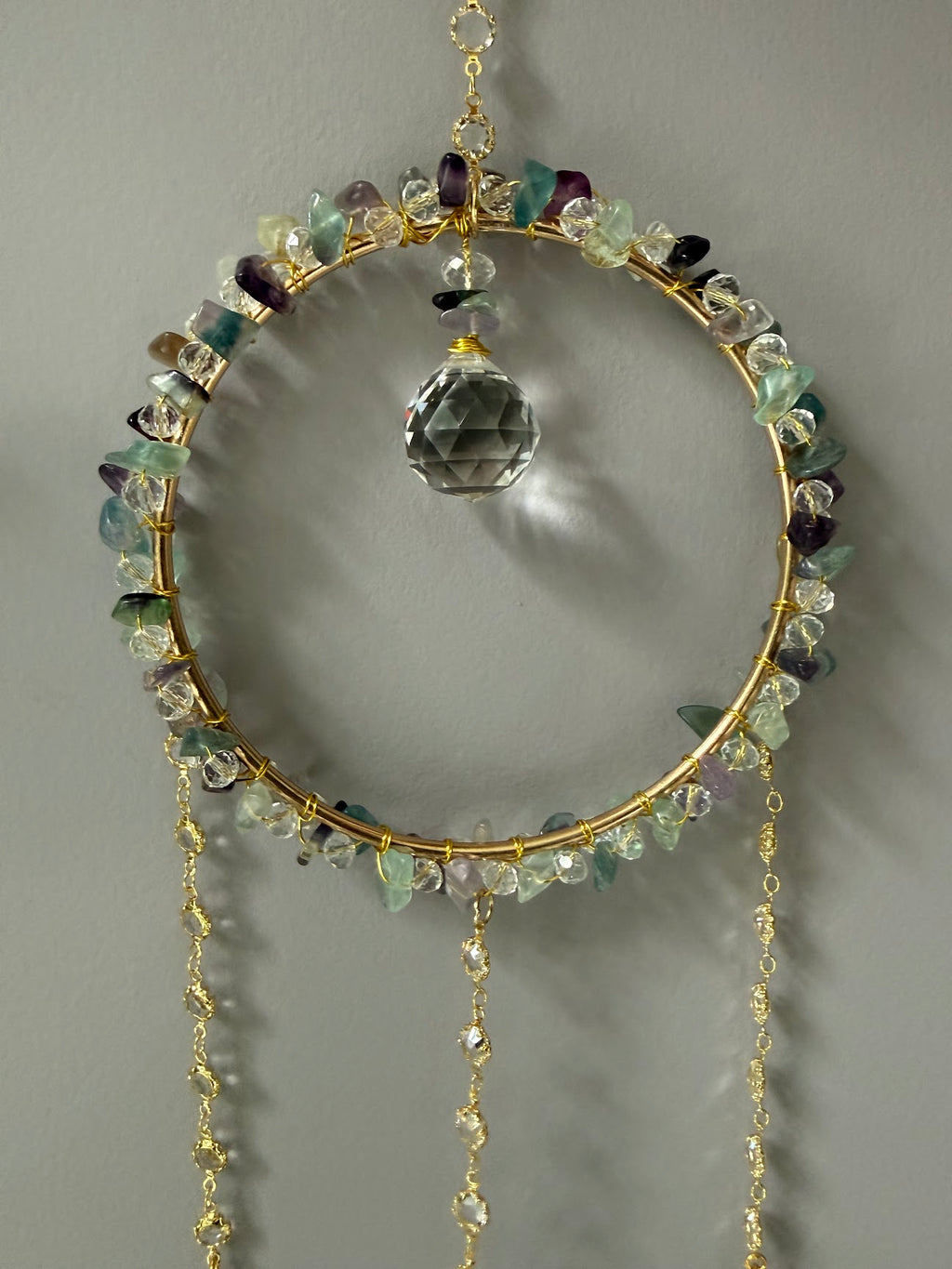 Fluorite & Crystal Round Suncatcher