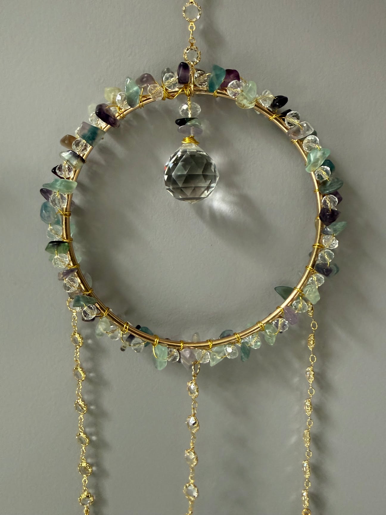 Fluorite & Crystal Round Suncatcher