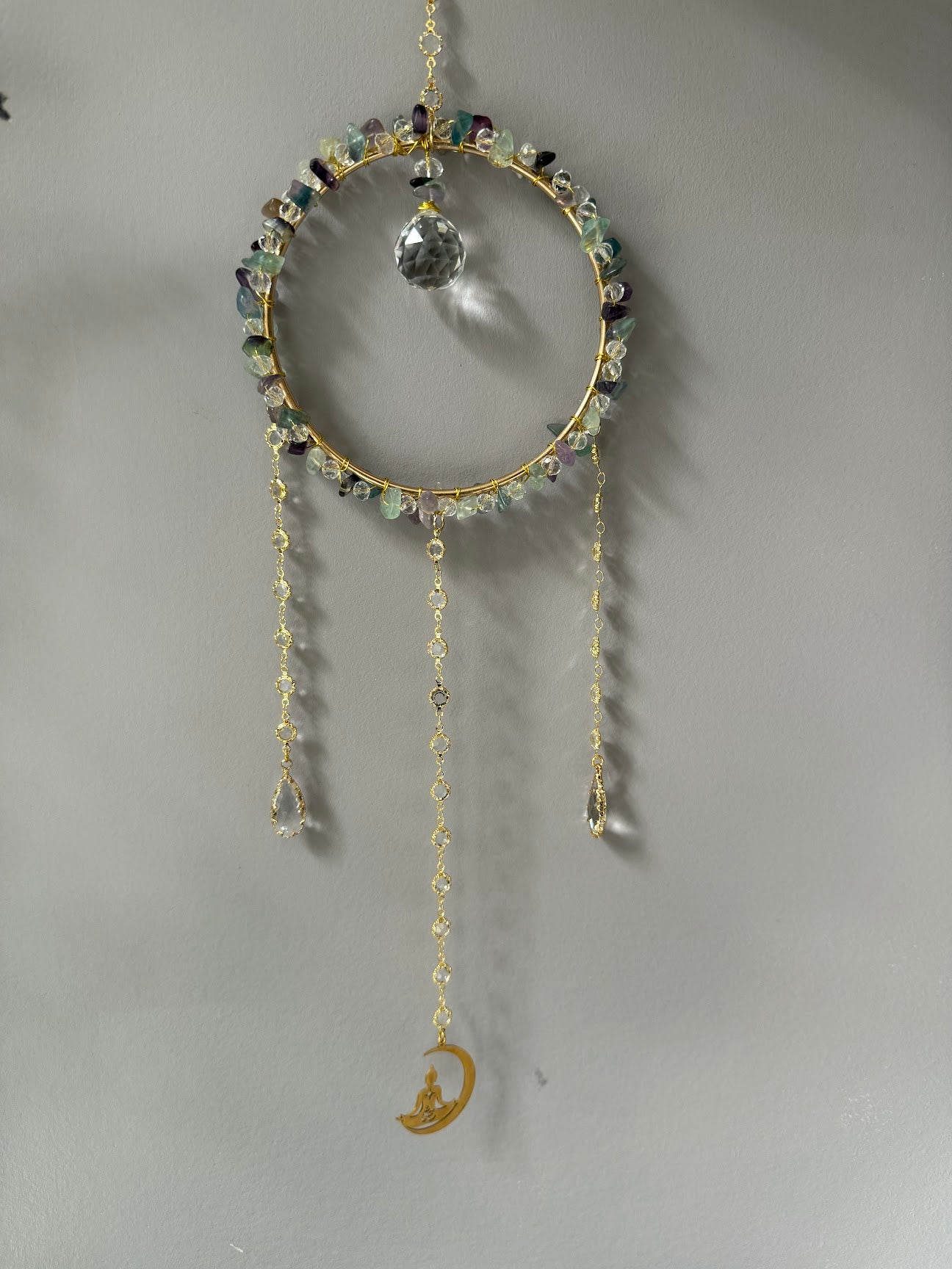 Fluorite & Crystal Round Suncatcher