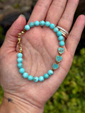 Turquoise Howlite & Genuine Turquoise Heart Bracelet