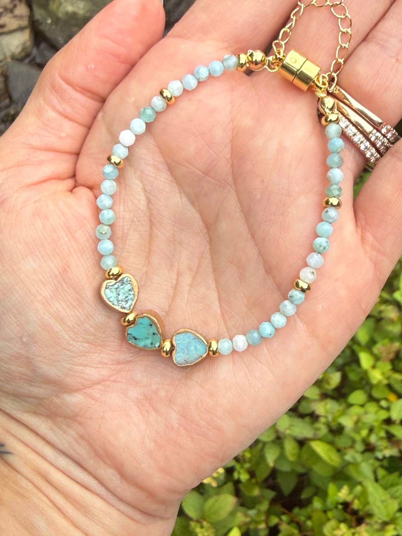 Desert Sky Larimar & Turquoise Copper Bracelet