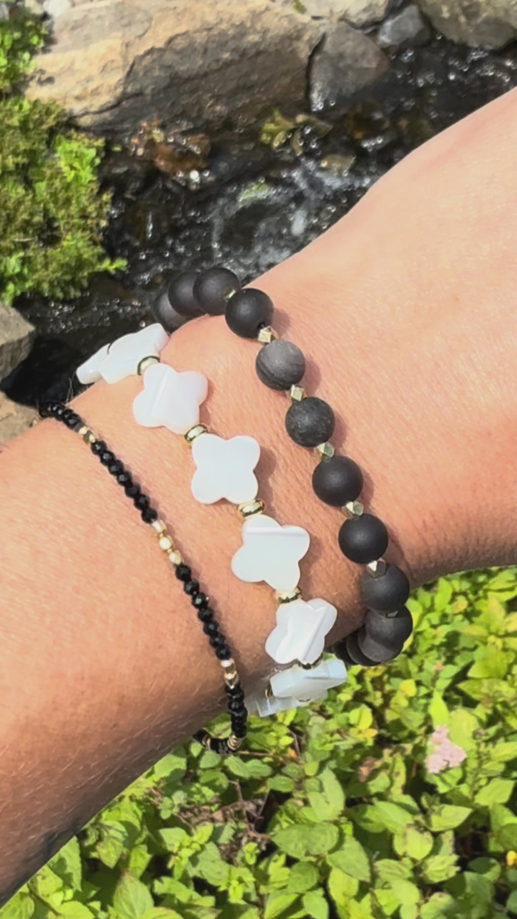 Silver Obsidian & Gold Hematite Bracelet