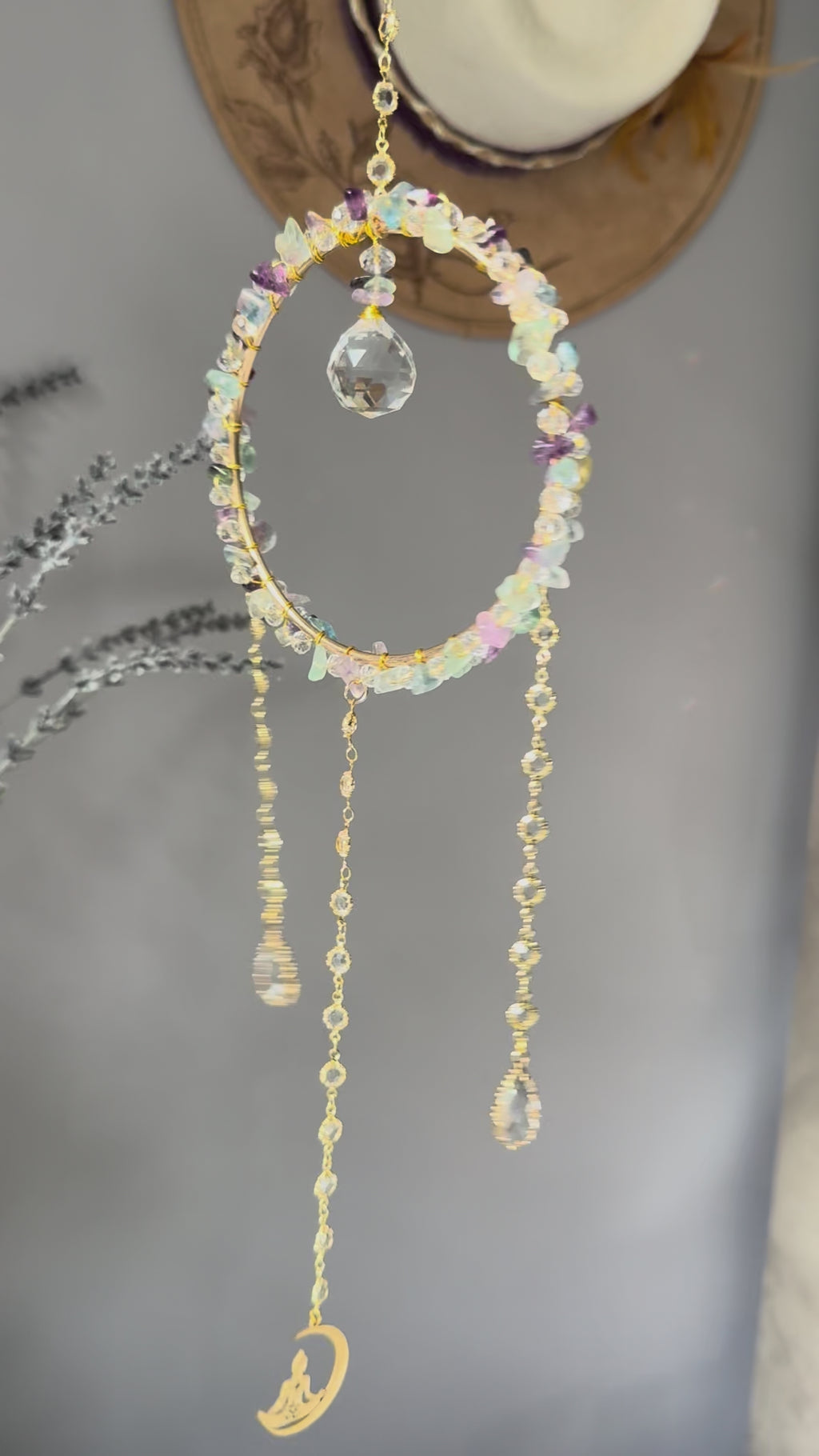 Fluorite & Crystal Round Suncatcher