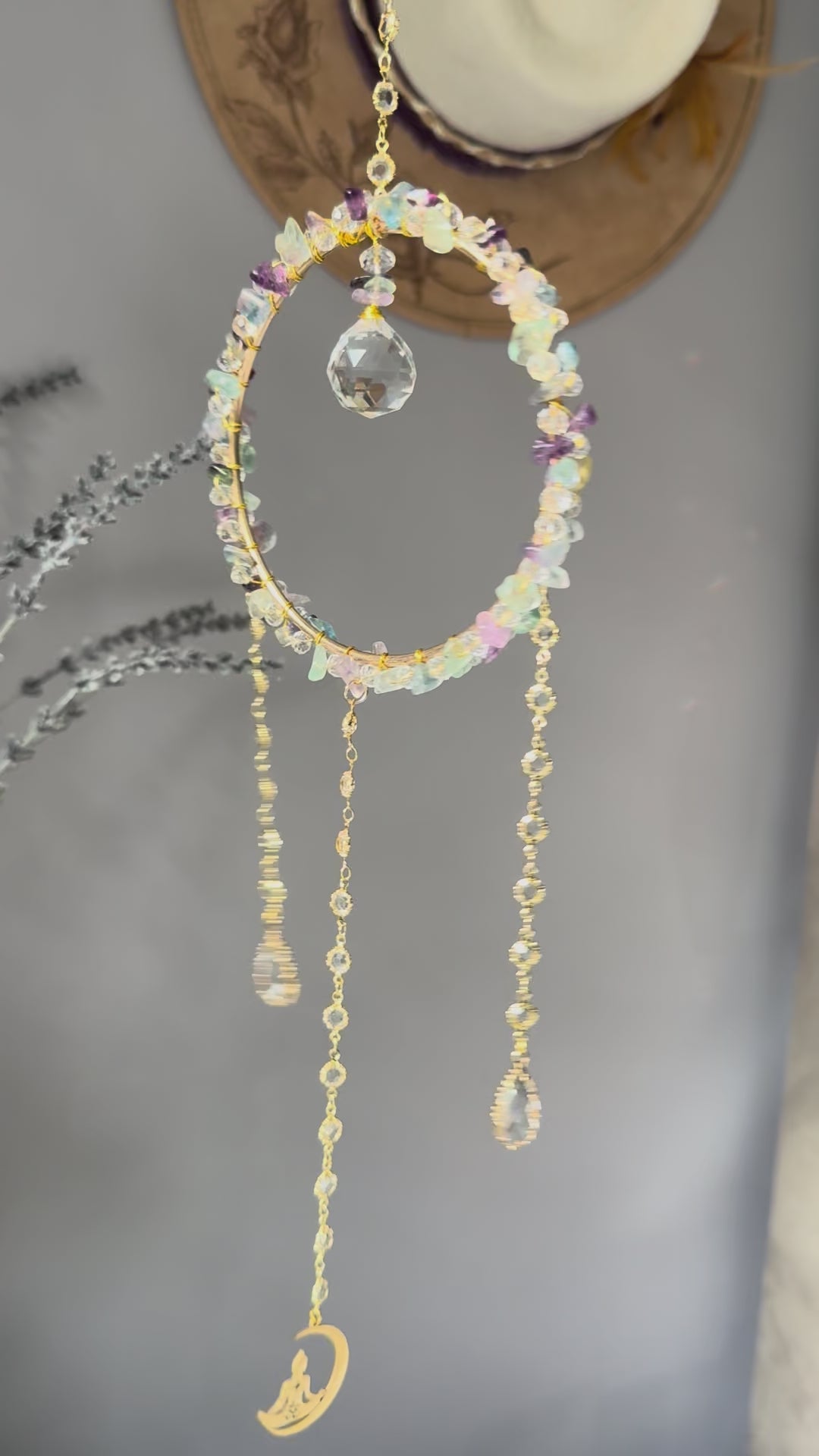 Fluorite & Crystal Round Suncatcher