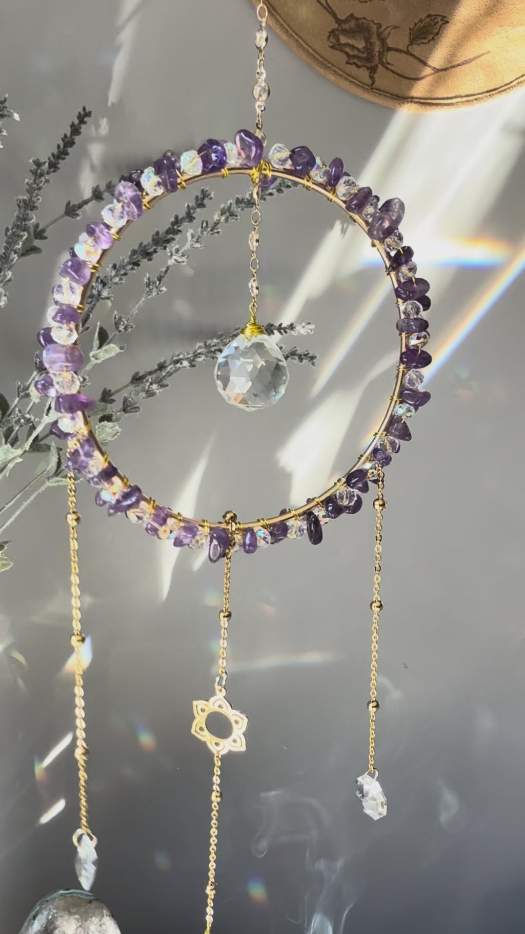 Amethyst Crystal Round Suncatcher