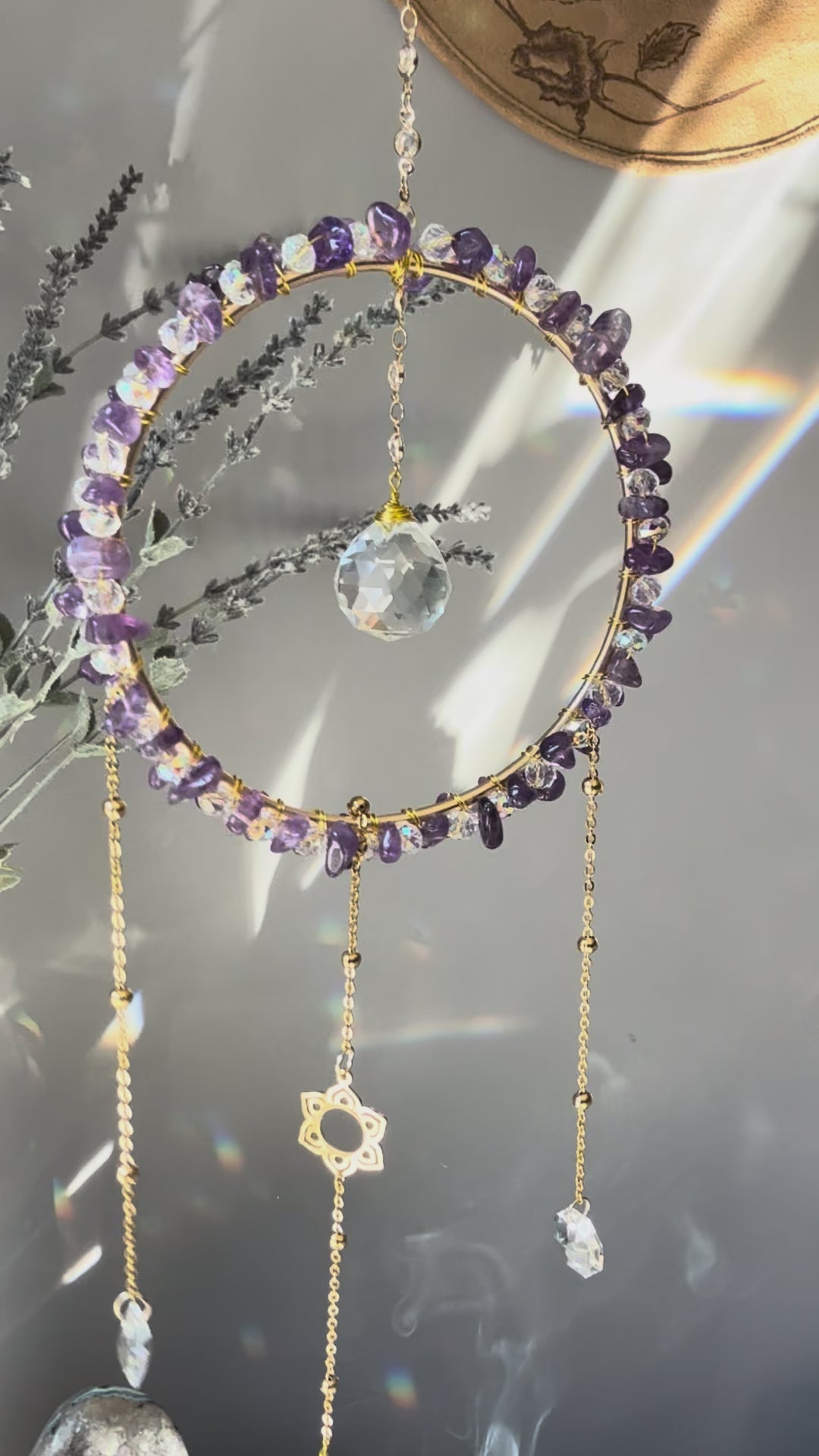 Amethyst Crystal Round Suncatcher